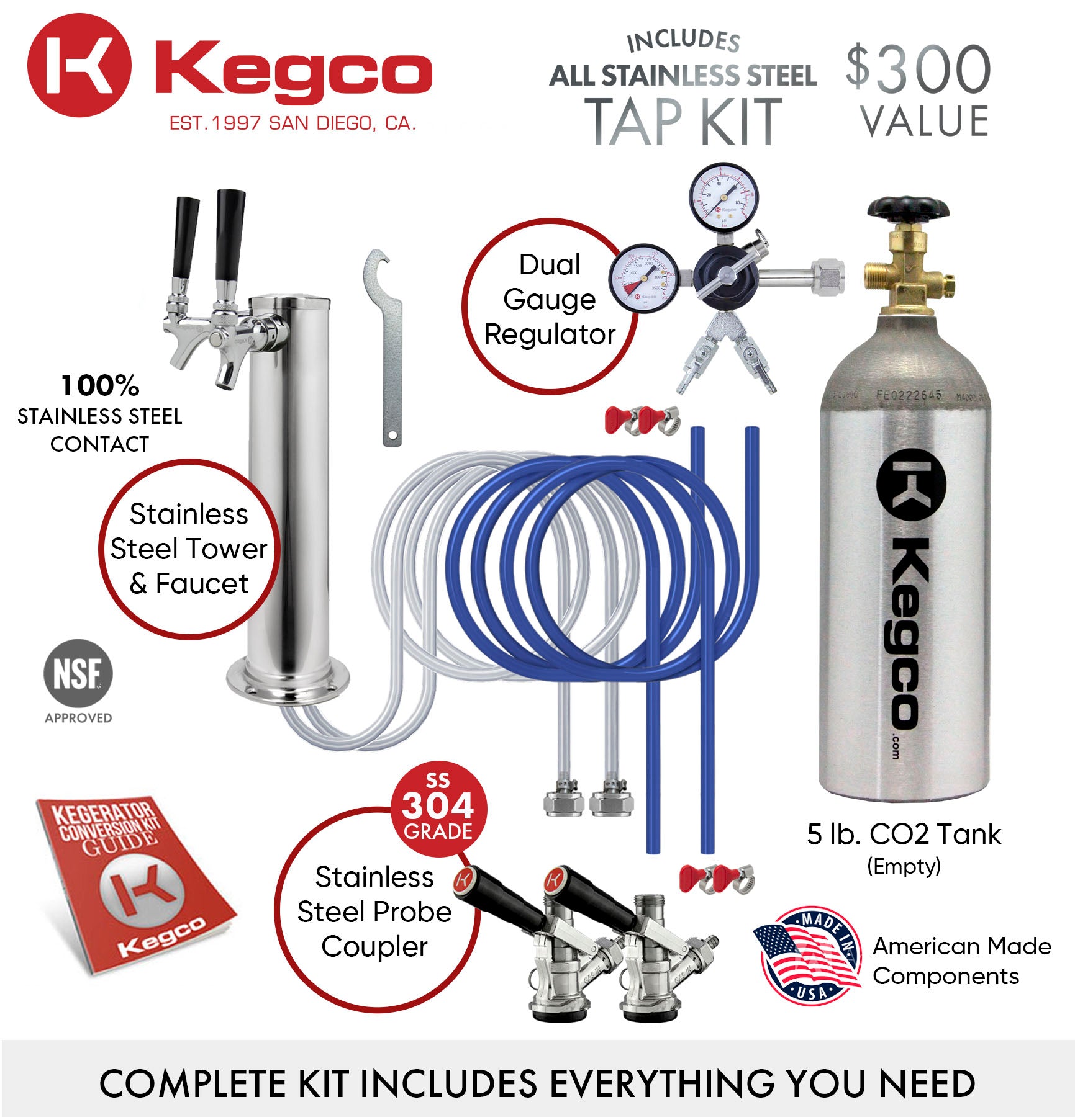 Kegco 24" Wide Dual Tap Black Commercial/Residential Kegerator