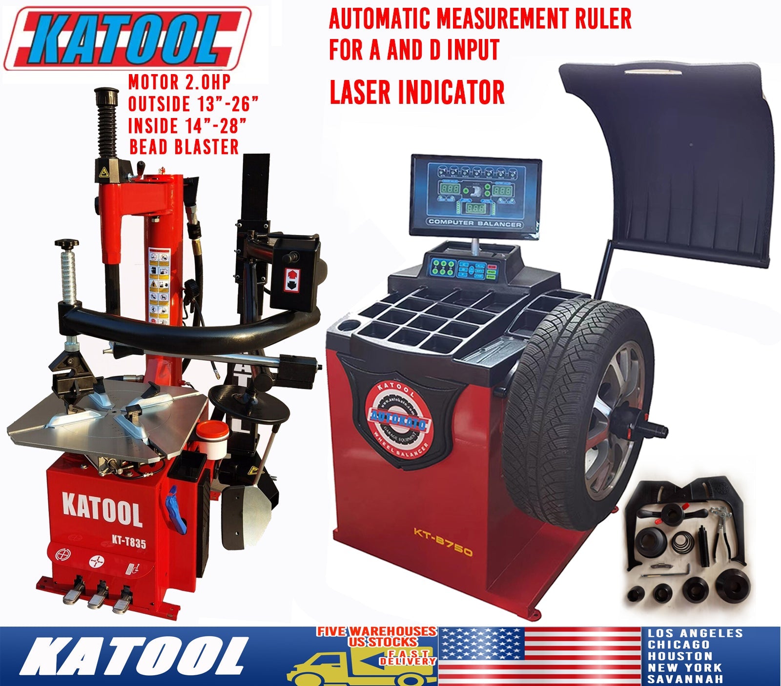 Combo 11: Tire Changer KT-T835 & Wheel Balancer KT-B750