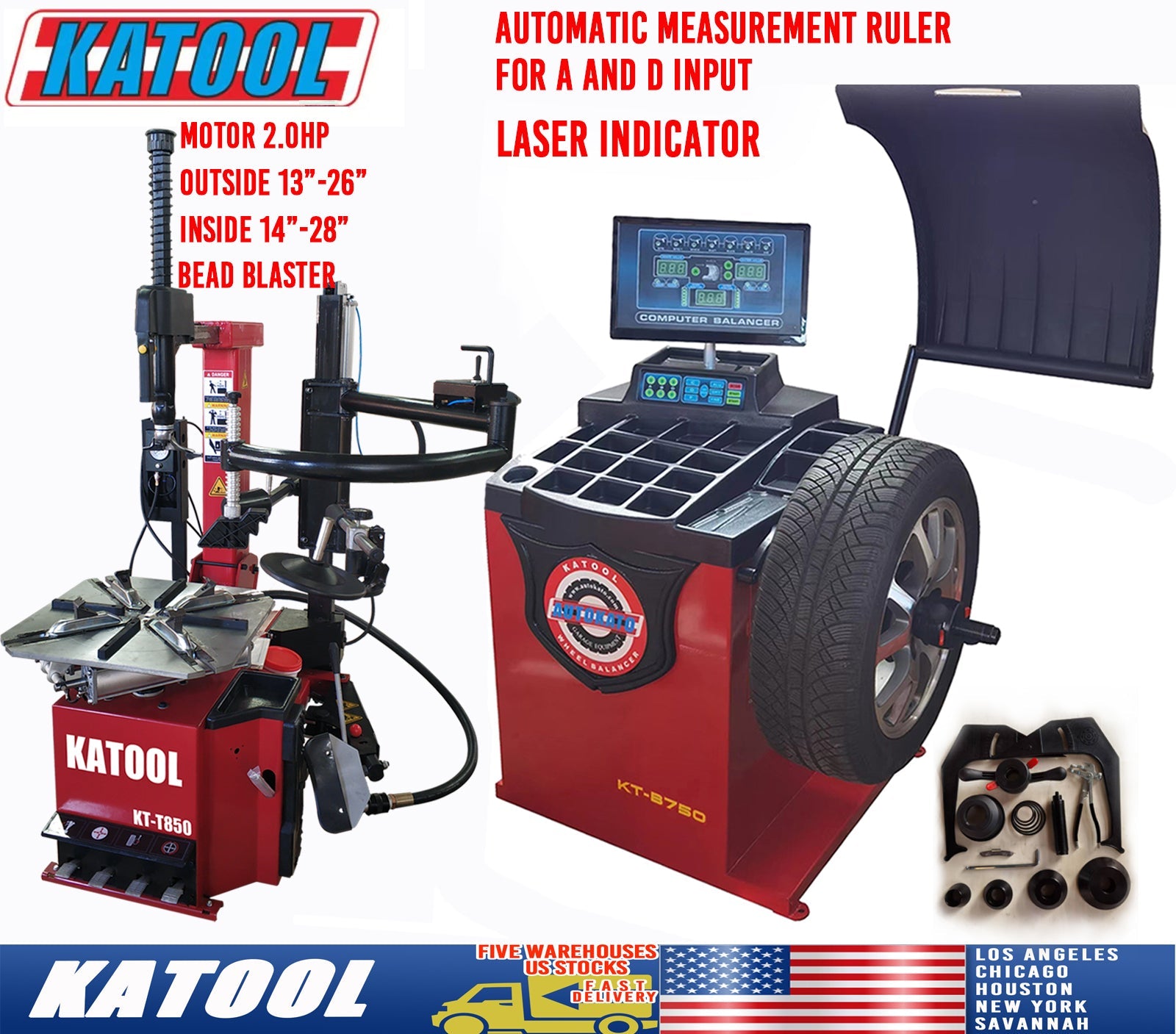 Combo 9: Tire Changer KT-T850 &  Wheel Balancer KT-B750