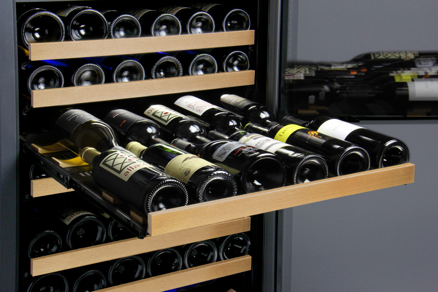 Allavino FlexCount Series 172 Bottle Dual Zone Built-in Wine Refrigerator with Black Door - Right Hinge