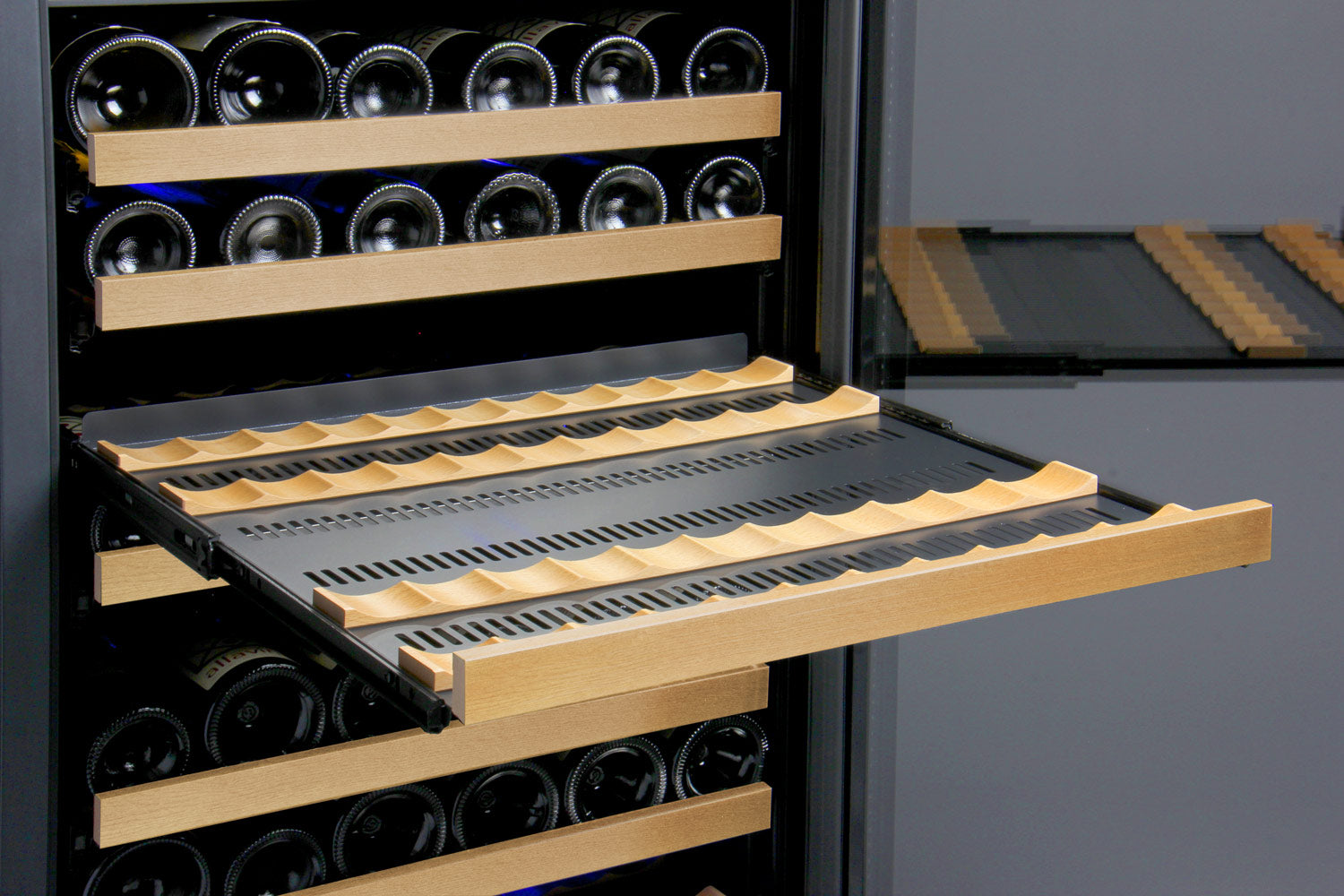 Allavino FlexCount Series 172 Bottle Dual Zone Built-in Wine Refrigerator with Black Door - Right Hinge
