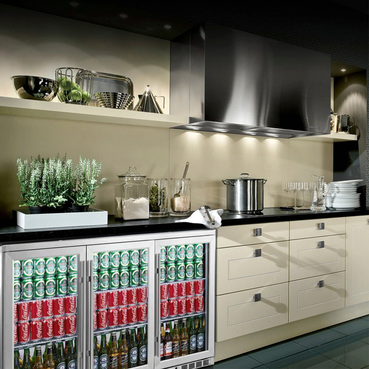KingsBottle 53 Inch Heating Glass 3 Door Large Beverage Refrigerator ( KBU328M)