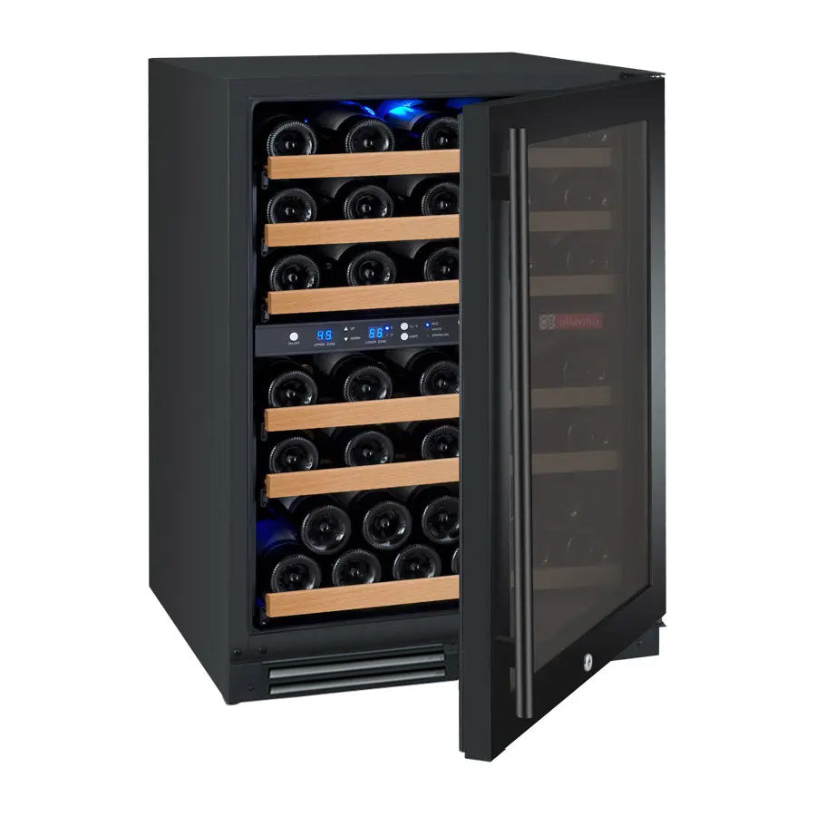 Allavino FlexCount Series 56 Bottle Dual Zone Built-in Wine Cooler Refrigerator with Black Door - Right Hinge - VSWR56-2BR20