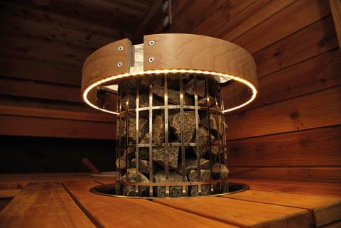 Harvia HPCU3L Safety Railing w/ LED-Lighting for Cilindro Half Series 6/8kW Sauna Heaters Aspen Wood/Stainless Steel