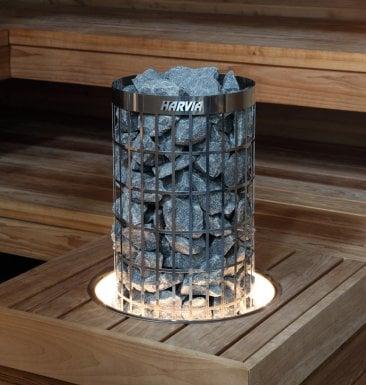 Harvia HPCU7L Embedding Flange w/ LED-Lighting for Cilindro Half Series 11kW Sauna Heater Stainless Steel