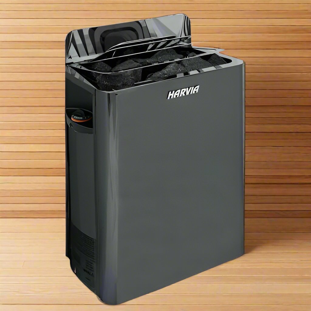 Harvia HSW8U1B The Wall Series, 8kW, Black Stainless Steel Sauna Heater, 240V 1PH Black