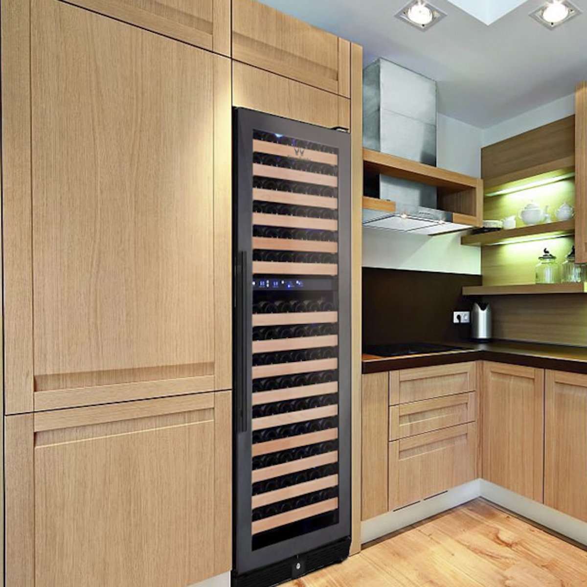 KingsBottle Tall Large Wine Refrigerator With Glass Door With Stainless Steel Trim ﻿(KBU170DX)