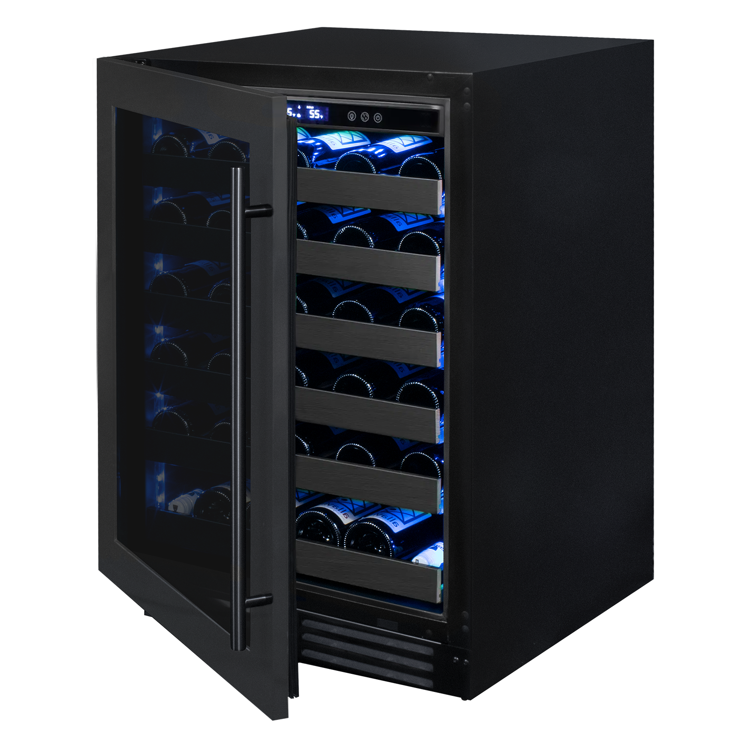 Allavino Reserva Series 50 Bottle Single Zone Built-in Luxury Wine Refrigerator with Black Stainless Steel Door - Right Hinge