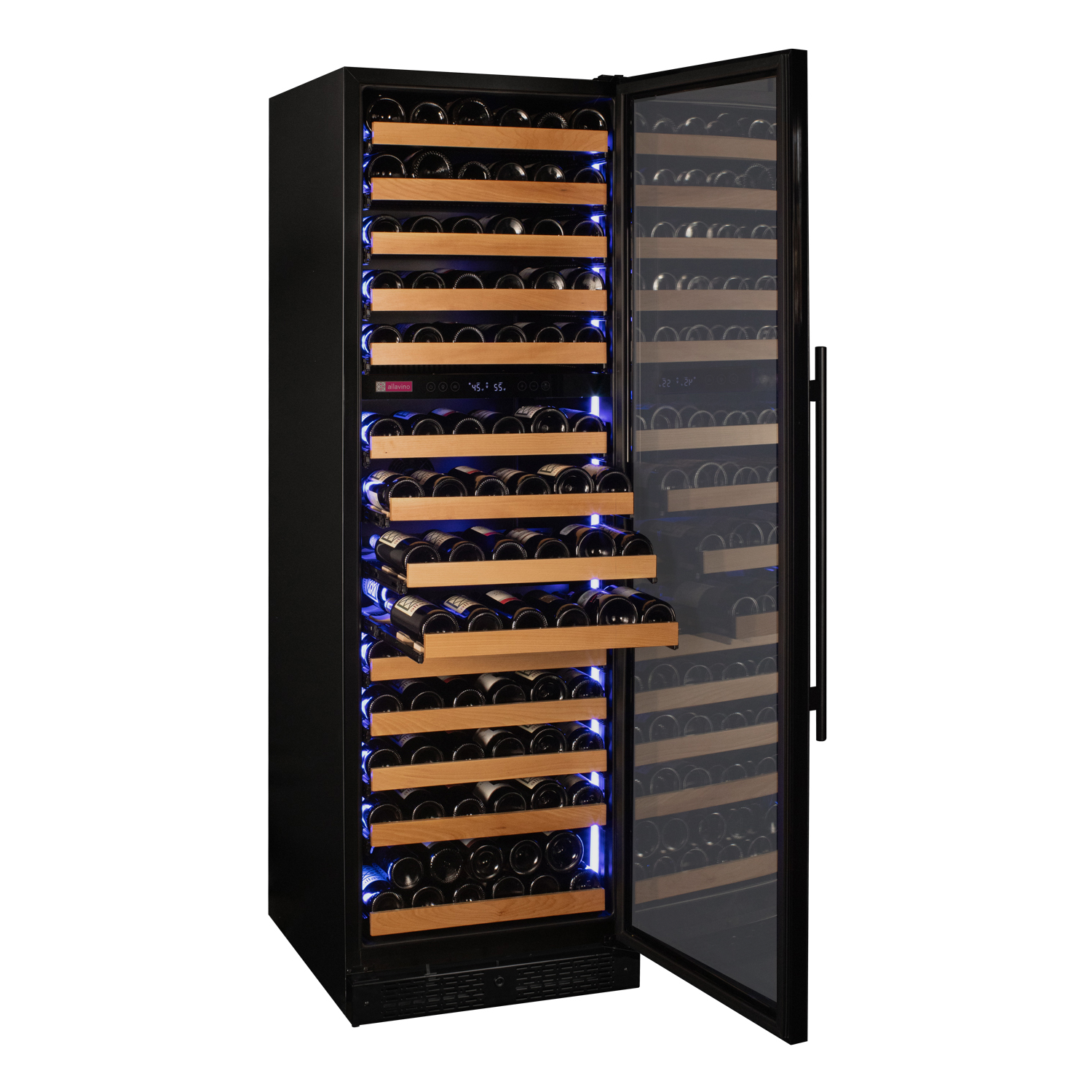 Allavino Reserva Series 154 Bottle Dual Zone Built-in Wine Refrigerator with Black Glass Door - Right Hinge