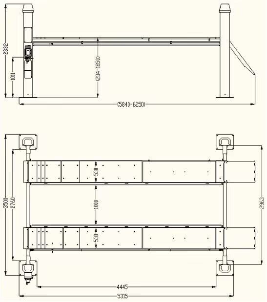 KT-4H150 Heavy Duty 4-Post Alignment Lift 15,000lbs. Rolling Jack Included