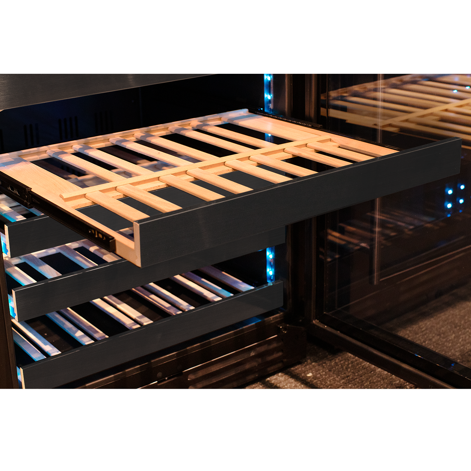 Allavino Reserva Series 50 Bottle Dual Zone Built-in Wine Cooler Refrigerator with Black Stainless Steel Door - Left Hinge