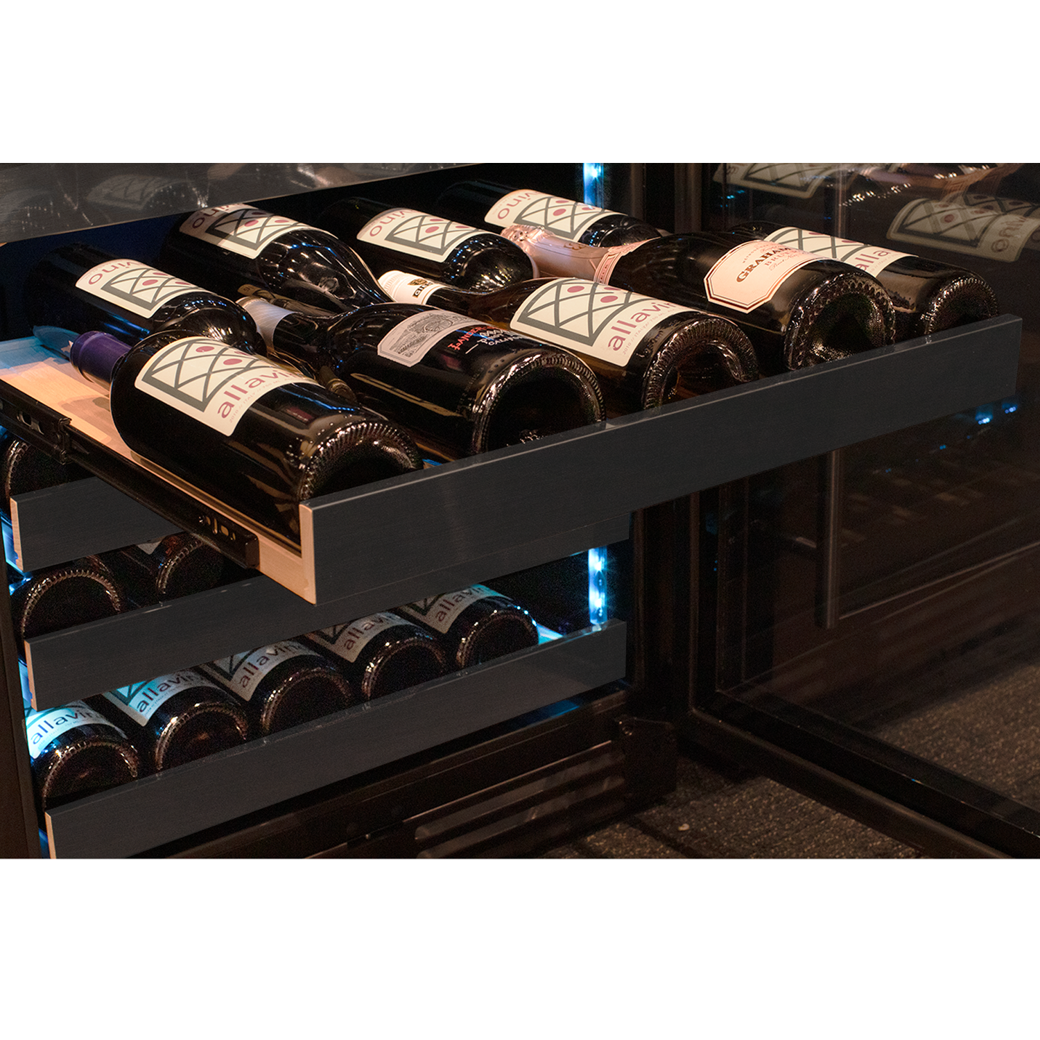 Allavino Reserva Series 50 Bottle Single Zone Built-in Luxury Wine Refrigerator with Black Stainless Steel Door - Right Hinge