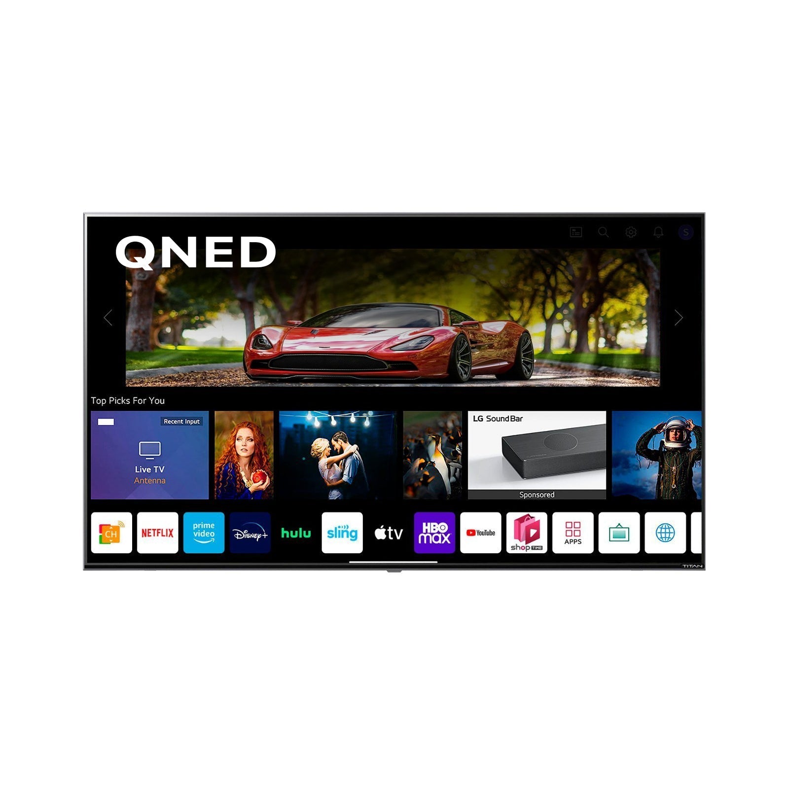Titan Weatherproof Outdoor TV Partial Sun L-100 QNED 4K Smart TV powered by LG WebOS (L100-QNED)