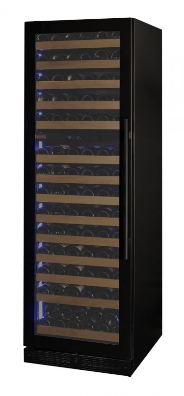 Allavino Reserva Series 154 Bottle Dual Zone Wine Refrigerator Cooler with Left Hinge Black Glass Door