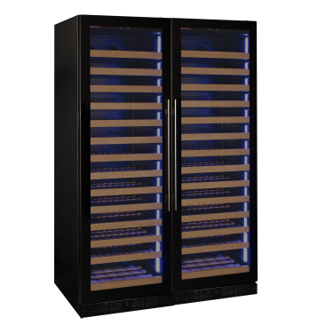 Allavino Reserva Series 326 Bottle Tall Dual Zone Tall Side-by-Side Wine Refrigerators with Black Glass Doors