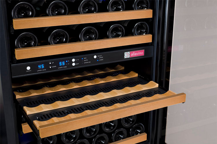 Allavino FlexCount Series 56 Bottle Single Zone Built-in Wine Refrigerator with Black Door - Left Hinge